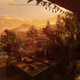 The view from the opening house in Dying Light 2, looking out from a veranda onto distant mountains.